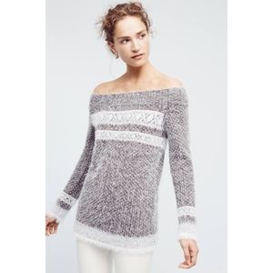 Anthropologie Off-the Shoulder Fuzzy Sweater size
